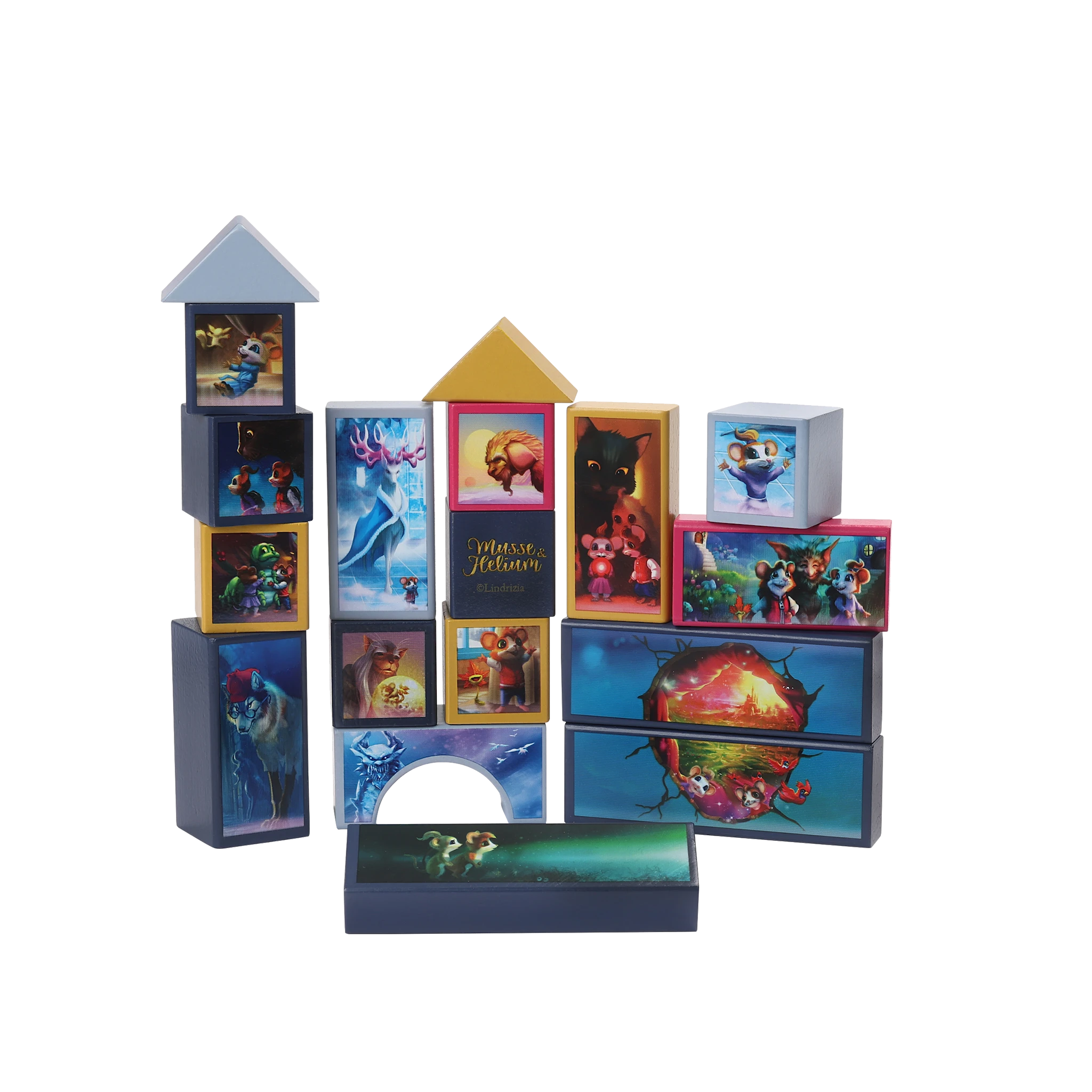 Produktbild för Musse & Helium Byggklossar Trä Micki