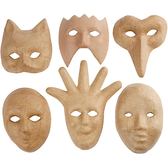 Produktbild 1 för Masker Halloween i Papier-Maché 6-pack