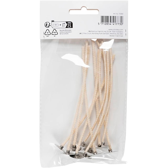 Produktbilde 5 for Veker for lys i beholder, Egnet for beholdere med diameter 20-65 mm, L: 110 mm, tykkelse 2 mm, 10 stk./ 1 pk.