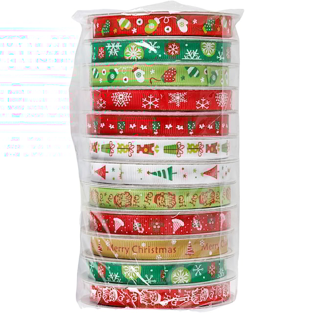 Produktbild 2 för Julband olika design bredd 10 mm 3 m 12-pack