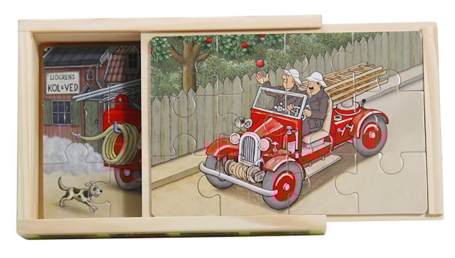 Brandbilar 4x träpussel