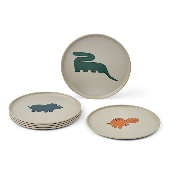 Produktbilde 1 for Remco Barnetallerken 6-Pack Dinosaurs/Mist Liewood