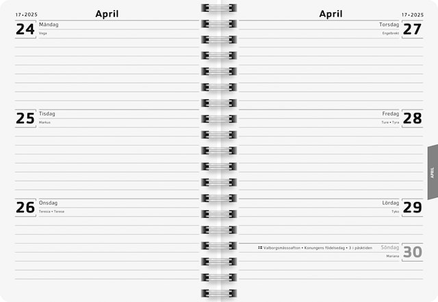 Produktbild 2 för Kalender 24/25 A5 Plain White 18 mån Almanacksförlaget