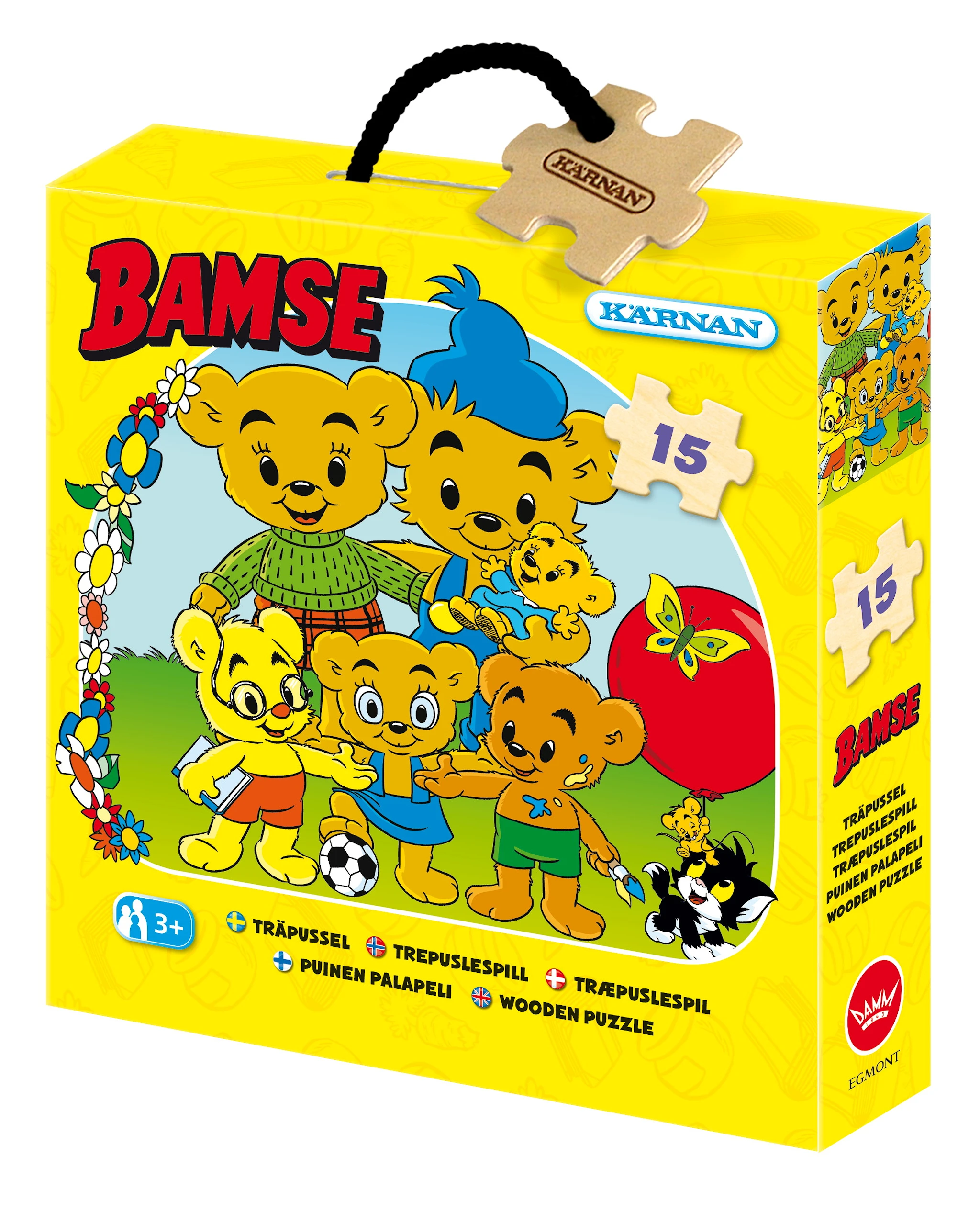 Produktbild för Träpussel Bamses Familj 15 bitar, Kärnan