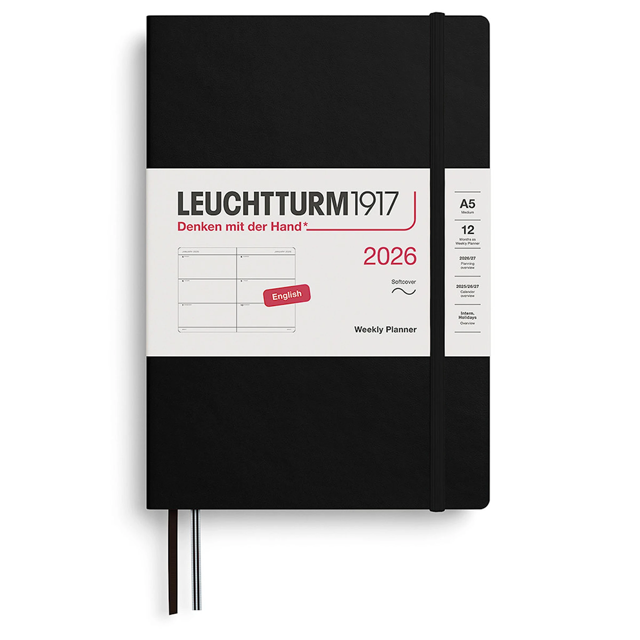 Produktbilde for Weekly Planner 2026 A5 Soft Black Leuchtturm1917