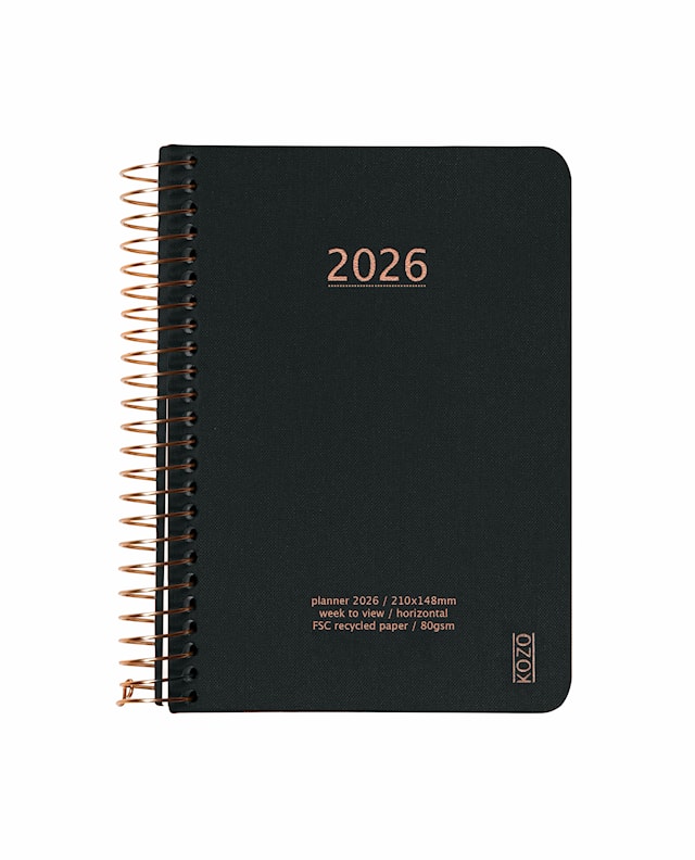 Produktbilde 1 for KOZO Kalender 2026 A6 Uke per opslag Black