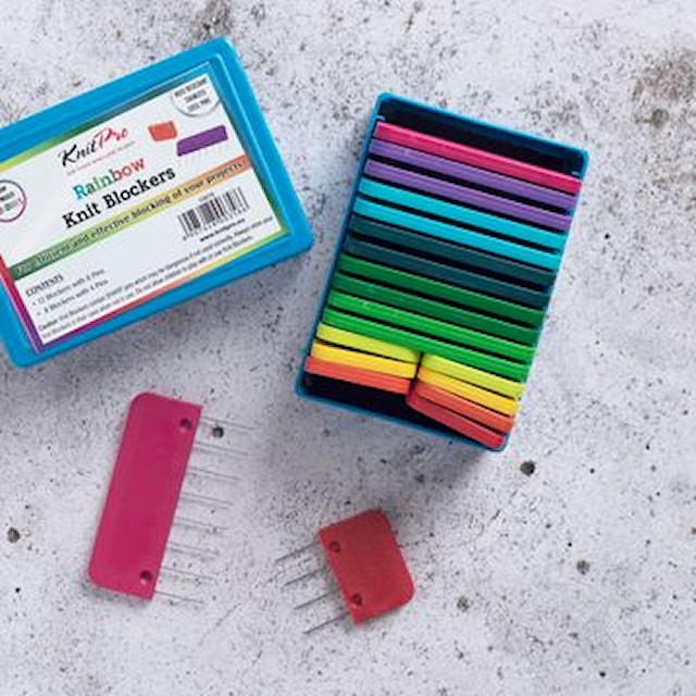 Blokkeringsnåler brede regnbue (20 stk), KnitPro