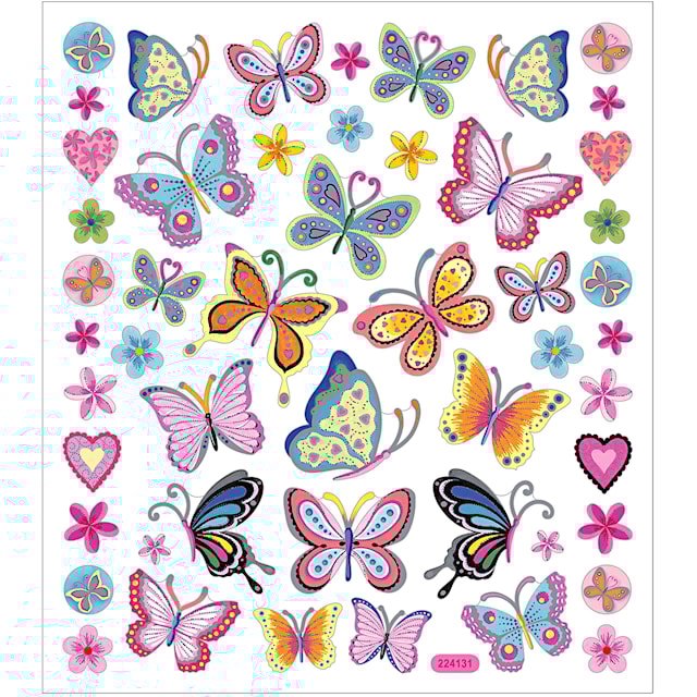 Produktbilde 2 for Klistremerker, fargerik sommerfugl, ark 15x16,5 cm, ca. 21 stk., 1 ark