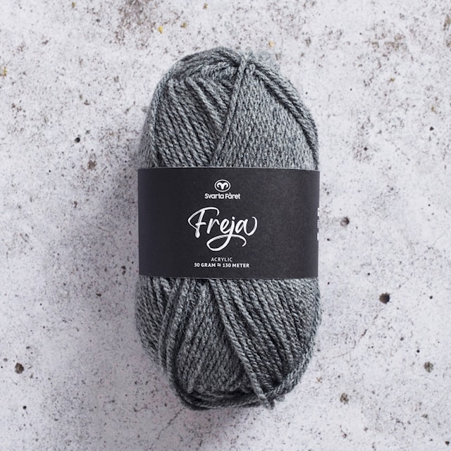 Freja Garn Akryl 50 g grå melange 08 Svarta Fåret