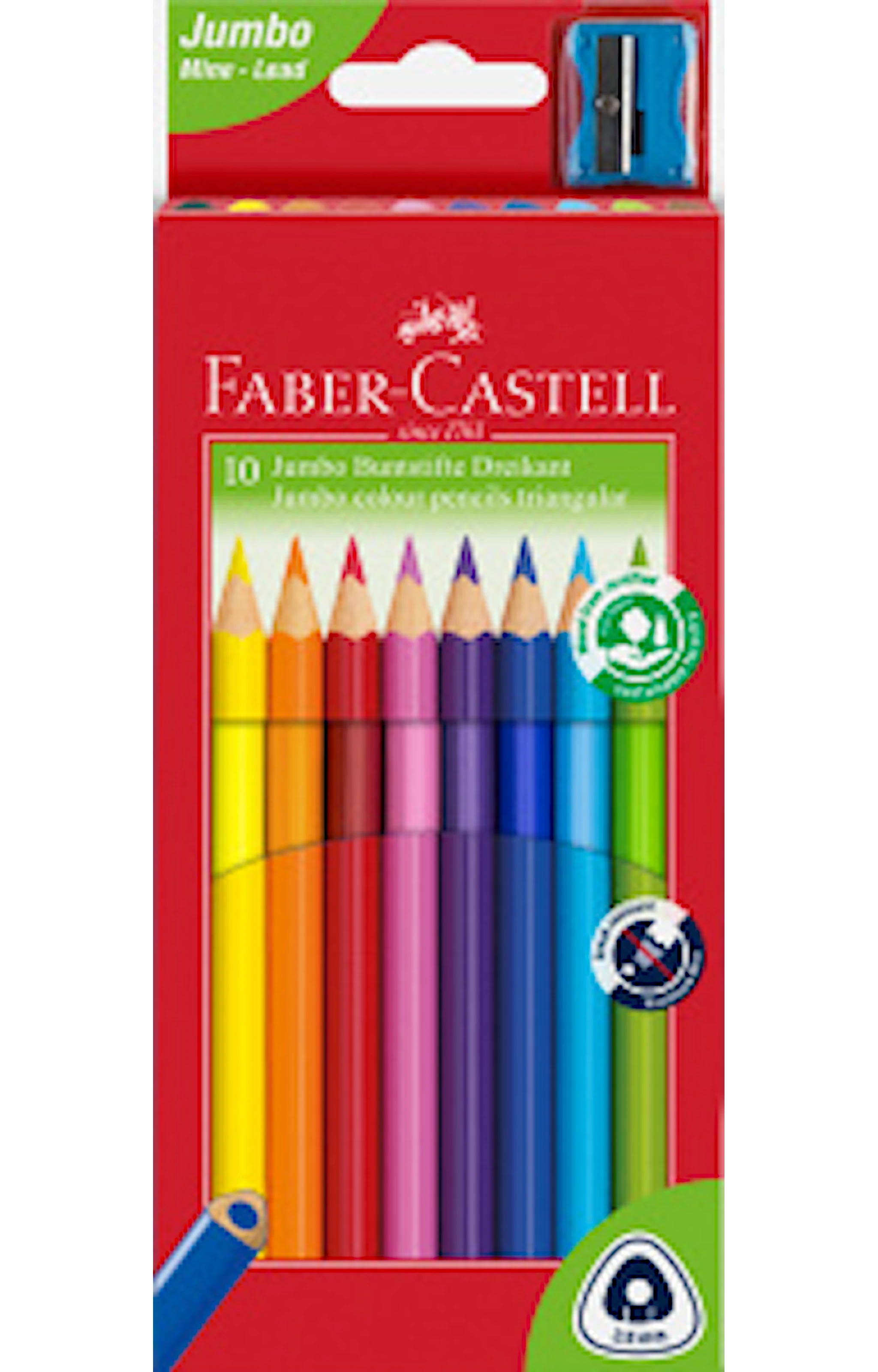 Tuotekuva ille Faber-Castell Kolmikulmainen värikynä, 10 kynää ja teroitin