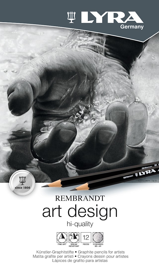 Produktbild 2 för Blyertspennor 6B-4H i plåtask Rembrandt Art Design 12-p Lyra