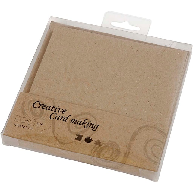 Produktbilde 2 for Brevkort med konvolutt, kort str. 12,5x12,5 cm, konvolutt str. 13,5x13,5 cm, natur, 10 sett/ 1 pk.