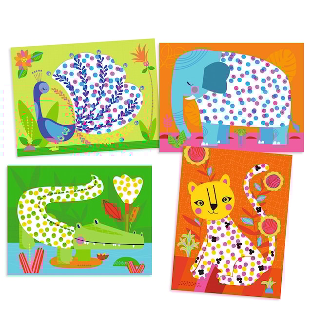 Produktbild 2 för DIY-Kit 4 bilder 8 ark 4 Greppvänliga Tuschpennor Djeco