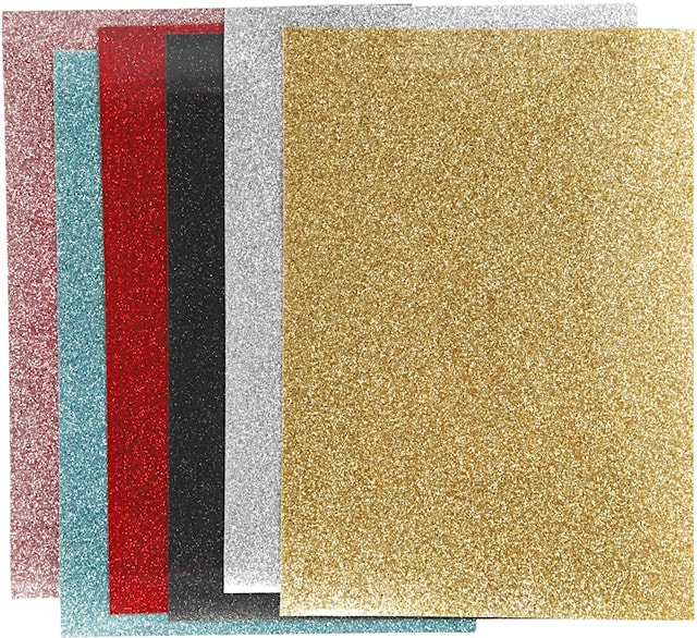 Produktbild 1 för Stryktyg Iron-on A5 Mixade färger Glitter 6-pack