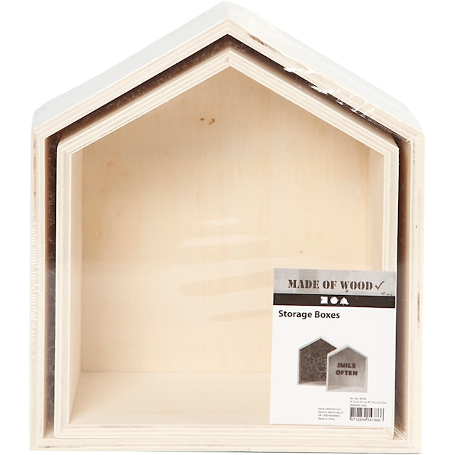 Produktbilde 3 for Oppbevaringskasser, hus, H: 22,5+25 cm, D: 12,5 cm, B: 19,5+22,5 cm, 2 stk./ 1 sett