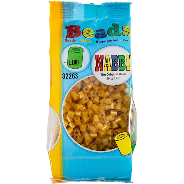 Tuotekuva 3 - Nabbi- putkihelmet, koko 5x5 mm, aukon koko 2,5 mm, medium, kulta (32263), 1100 kpl/ 1 pkt