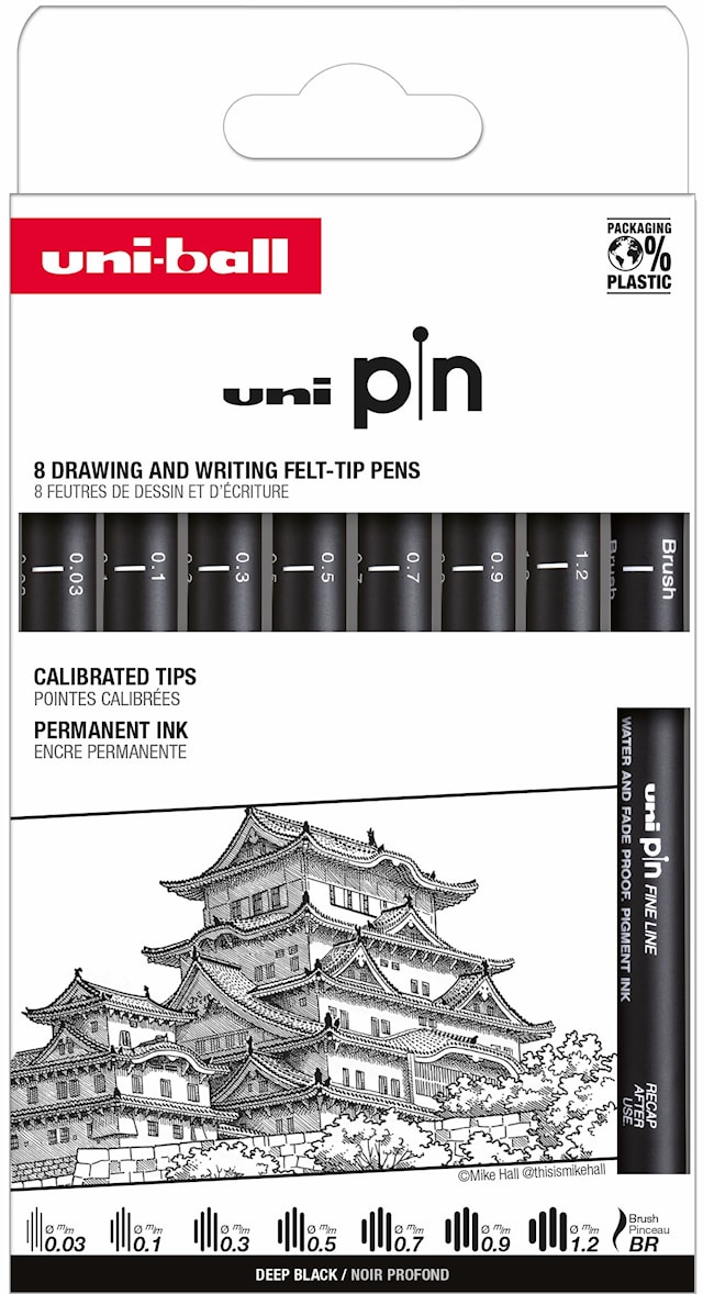 Fineliners Pin 200 Classic - 010 8-pakkaus Uni-Ball