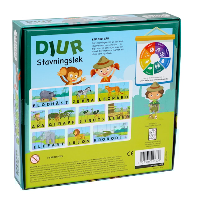 Produktbild 2 för Pedagog Pussel Djur Stavningslek, Barbo Classic (SE)