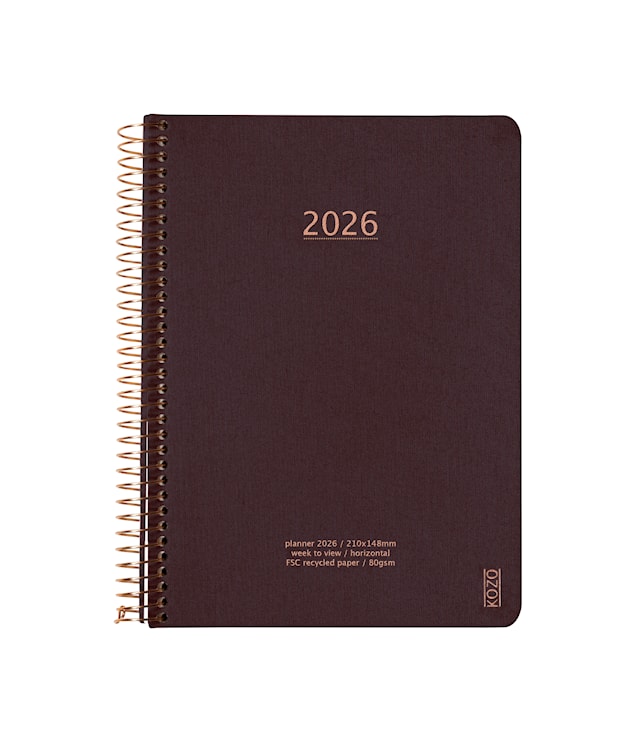 Produktbild 1 för Kalender A5 2026 Vecka Per Uppslag Coffee KOZO