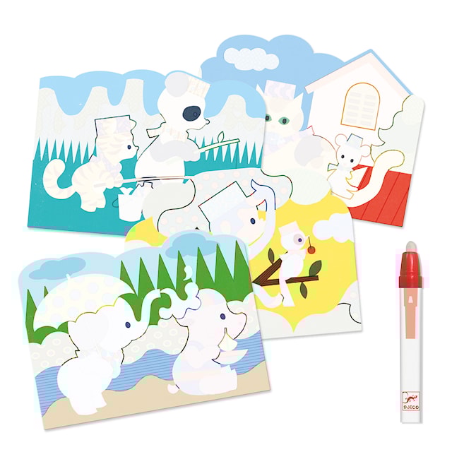 Produktbilde 1 for Mal og oppdag med vann 4 bilder Djeco