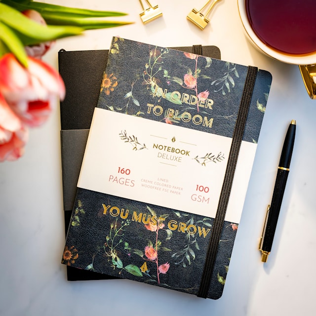 Produktbilde 5 for Notatbok A5 Blomst Deluxe, Linjert, Burde