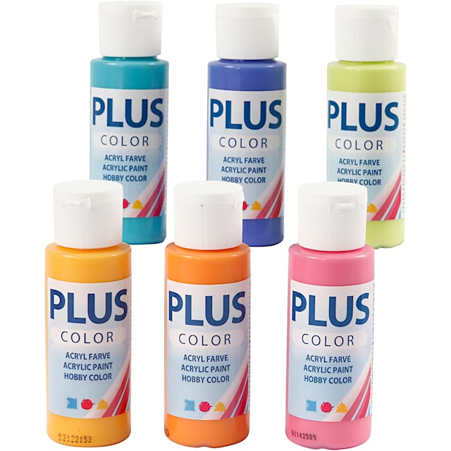 Tuotekuva 1 - Plus Color- Askartelumaali, värikäs, 6x60 ml/ 1 pkt