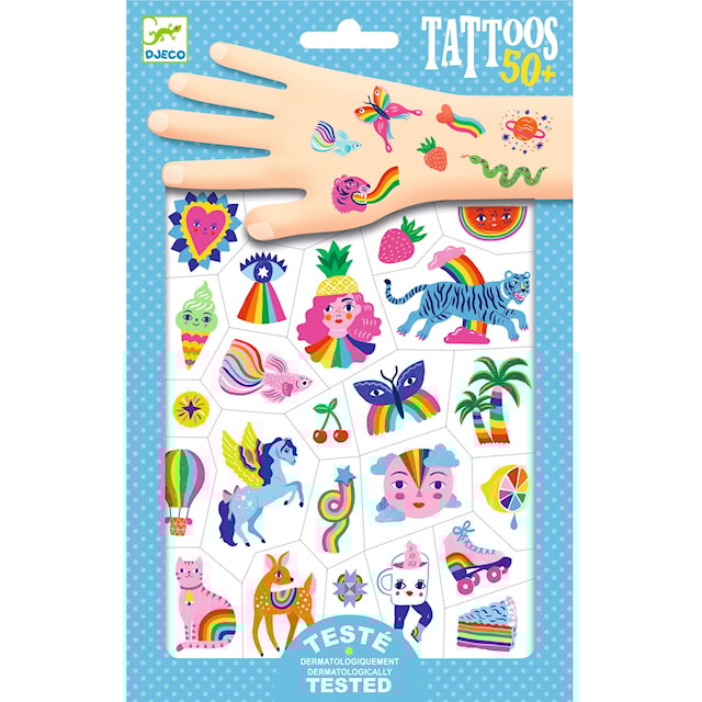 Produktbild 1 för Tatueringar Regnbåge 50-pack Djeco