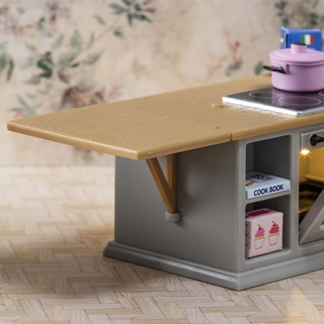 Produktbild 4 för Spis+Kylskåpsset Grå Lundby