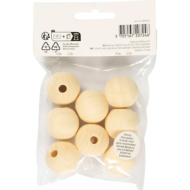 Produktbild 4 för Träpärlor 25 mm 8 st China Berry