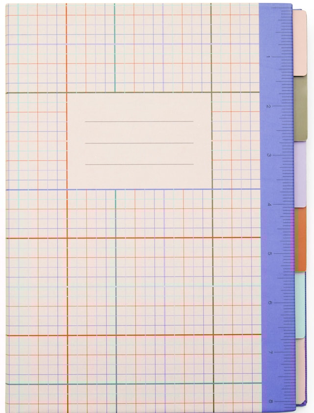 Produktbild 1 för Ämnesblock linjerade och rutiga uppslag med linjal Inkerie
