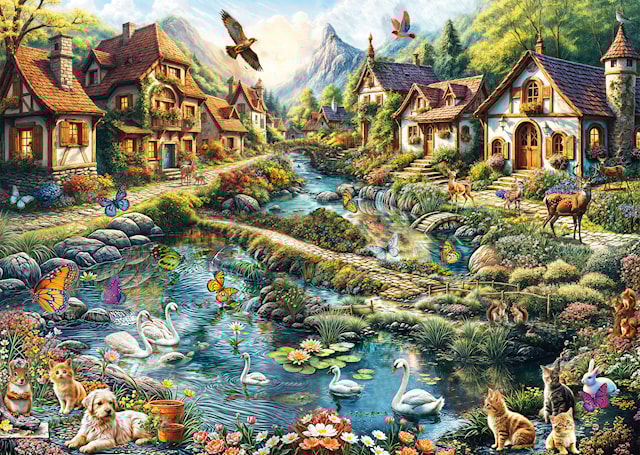 Produktbilde 2 for Village On Tthe Edge Of The Forest Puslespill 1000 Brikker Schmidt