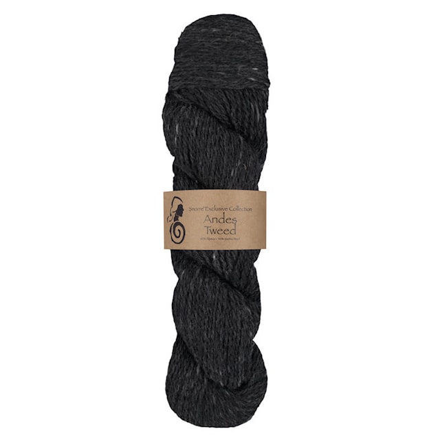 Andes Tweed  Alpaca, ull 50 gr Svart 203, Viking Snorre