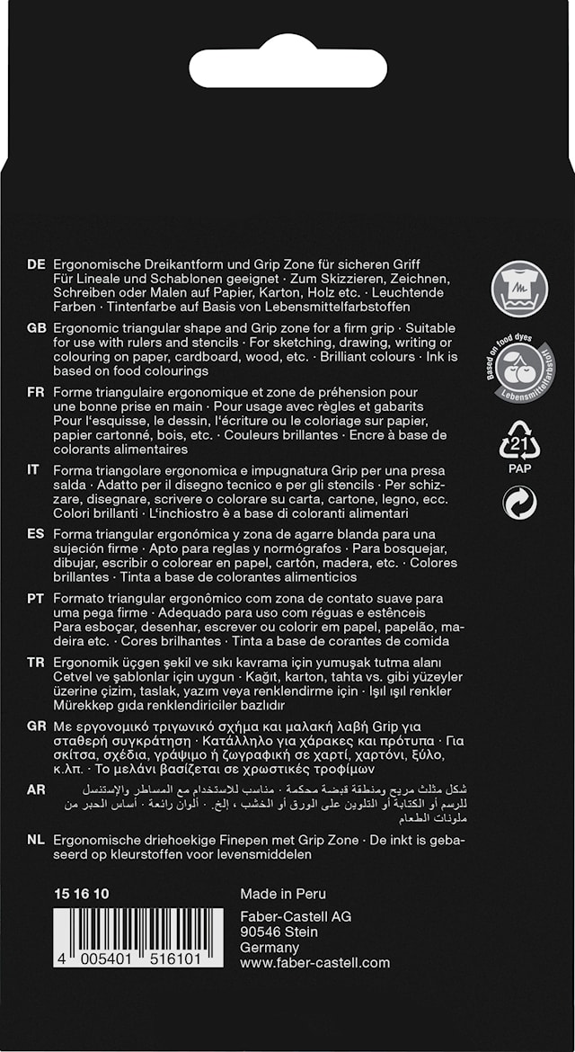 Produktbild 3 för Fiberpenna Grip Finepen 0.4 mm 10-p, Faber-Castell