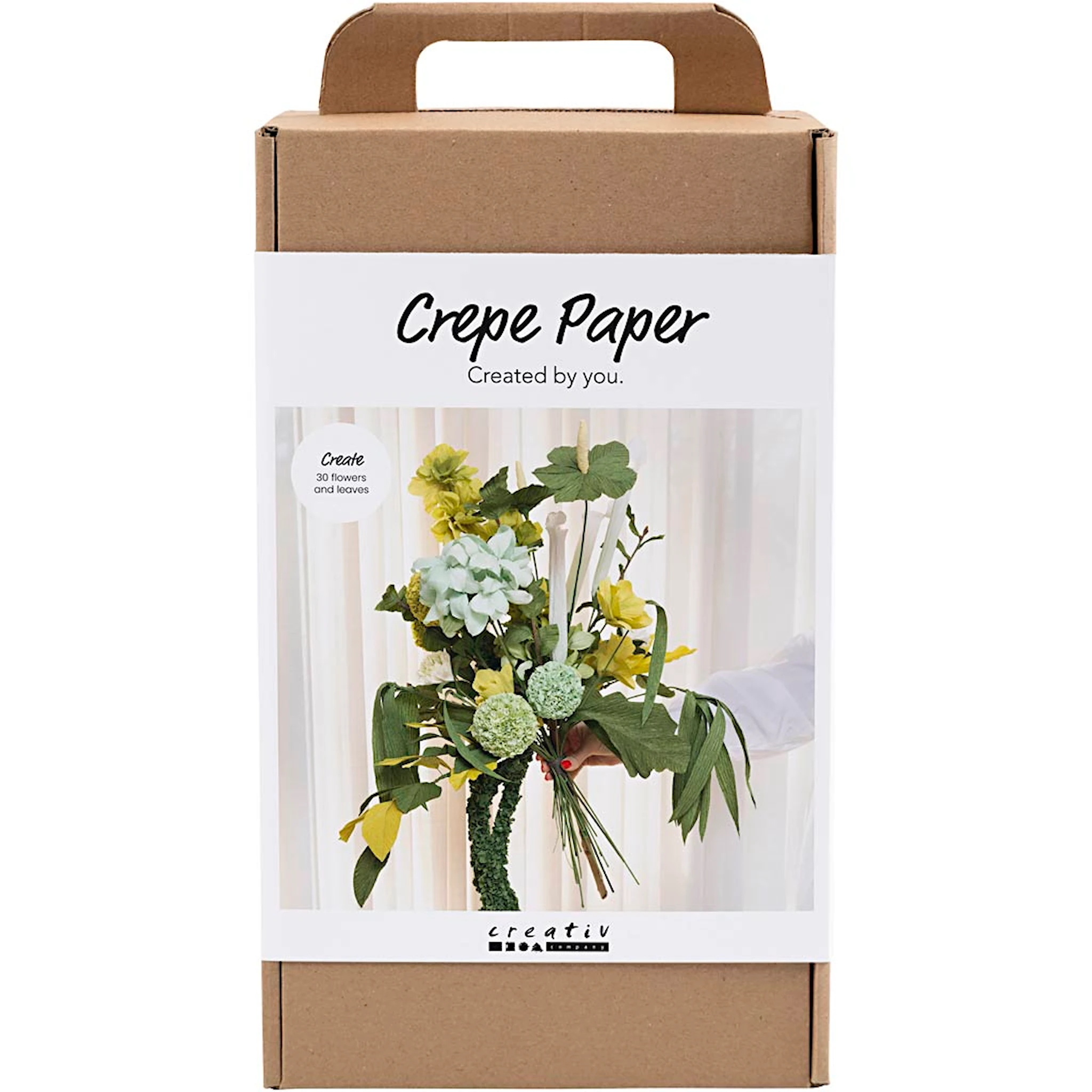 Produktbilde for Maxi DIY Kit Kreppapir, Blomsterbukett, lys grønn, mørk grønn, pastellgrønn, hvit, 1 pk.