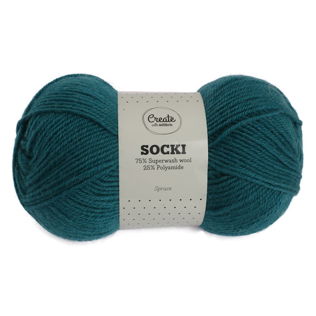 Socki Lanka Yksivärinen Villasekoitus 100 g Spruce A140 Adlibris