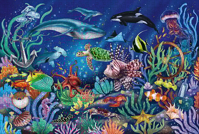 Produktbild 2 för Wooden Puzzle Under the Sea 500 bitar, Ravensburger