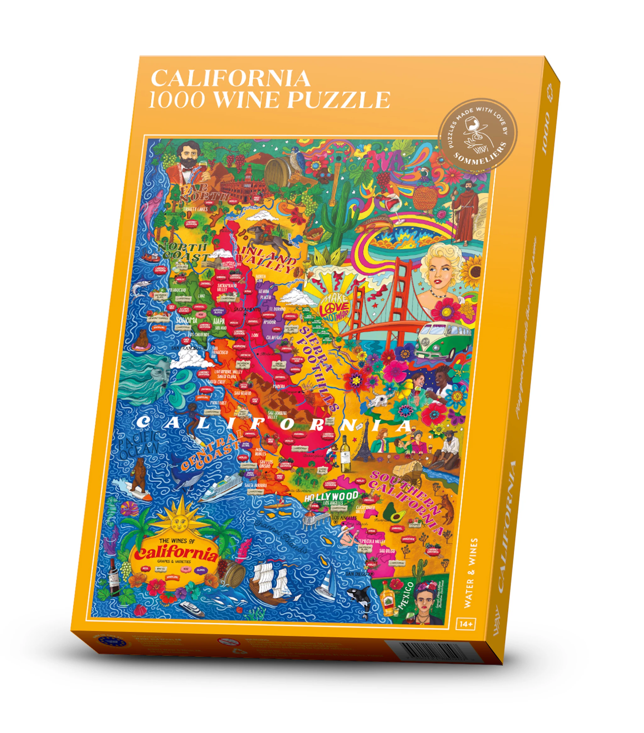 Produktbilde for Vinpuslespill - Kalifornien 1000 brikker Water and Wines