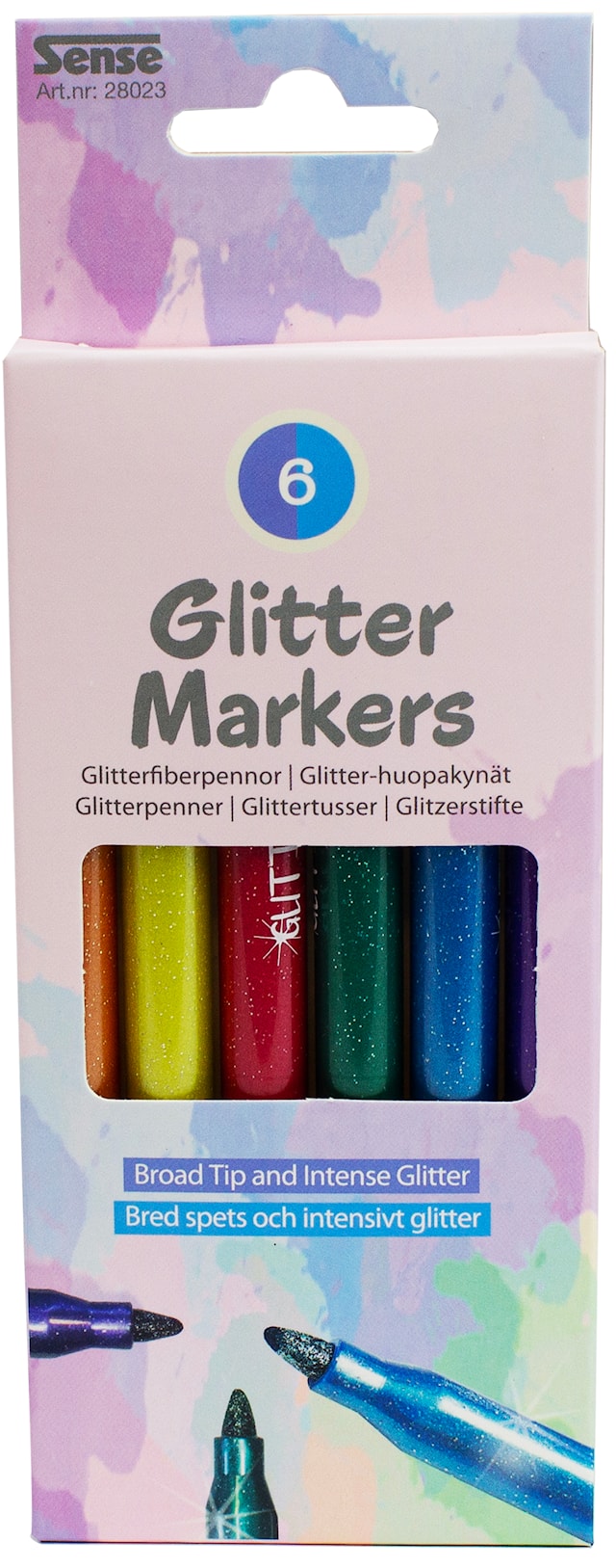 Produktbilde 1 for Tusj Glitter 6 stk. Sense