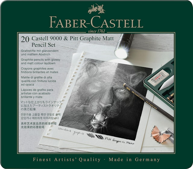 Produktbild 4 för Set med Pitt Graphite Matt + Castell 9000 med tillbehör 20 delar Faber Castell