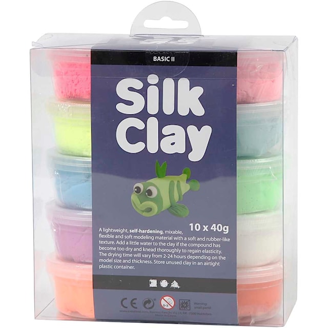 Produktbilde 1 for Silk Clay®, Basic 2, ass. farger, 10x40 g/ 1 pk.