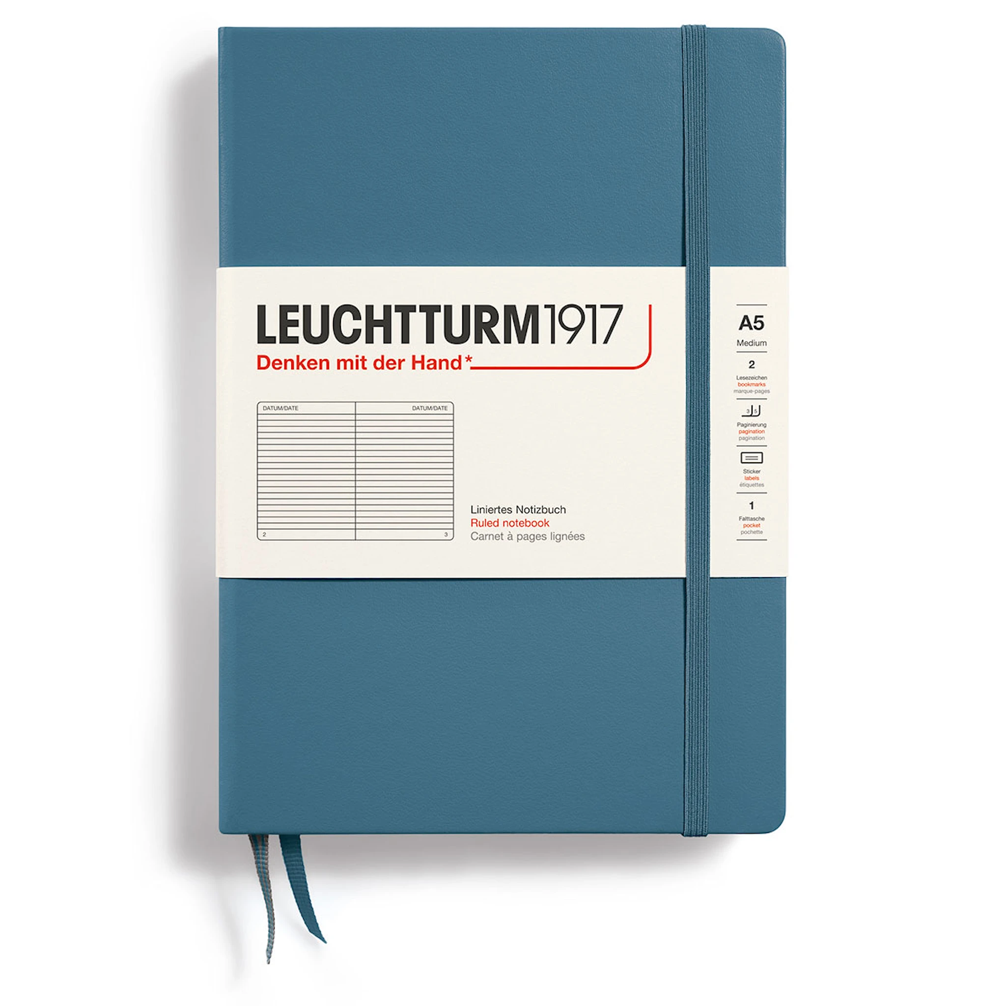 Tuotekuva ille Muistikirja A5 Kovakantinen Linjattu Kivensininen Leuchtturm1917