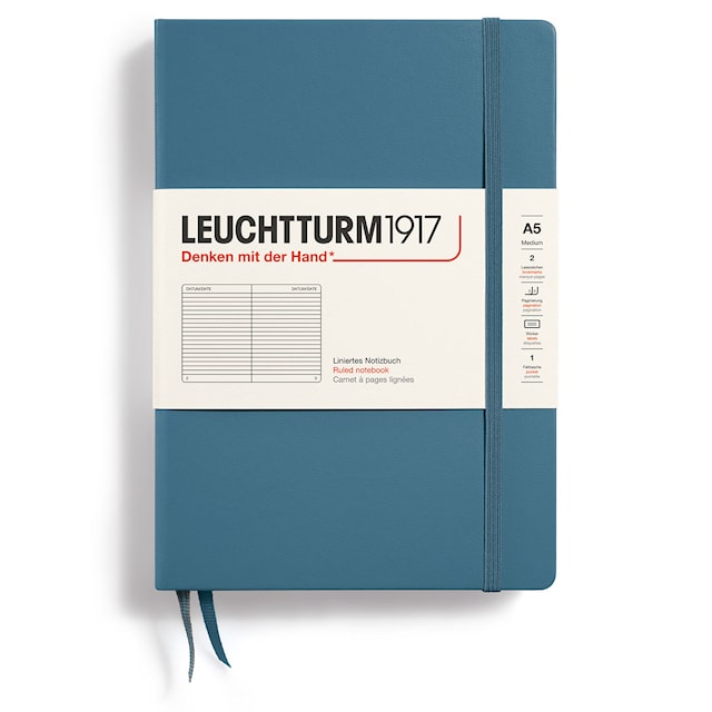 Produktbilde 1 for Notatbok A5 Hard Linjert Steinsblå Leuchtturm1917