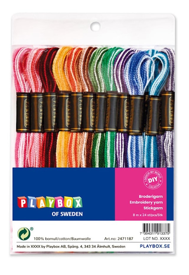 Broderigarn mixade melerade färger Playbox