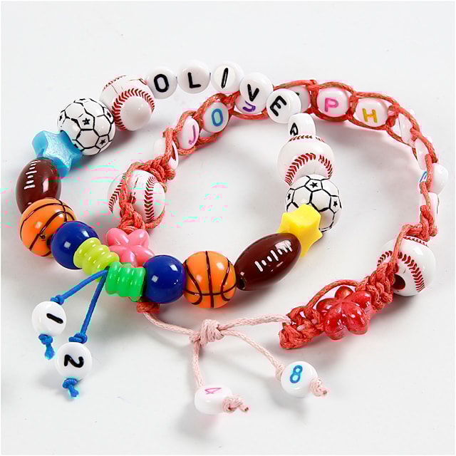 Produktbilde 3 for Bokstavperler, str. 7 mm, hullstr. 1,2 mm, ca. 200 stk., hvit, 25 g/ 1 pk.