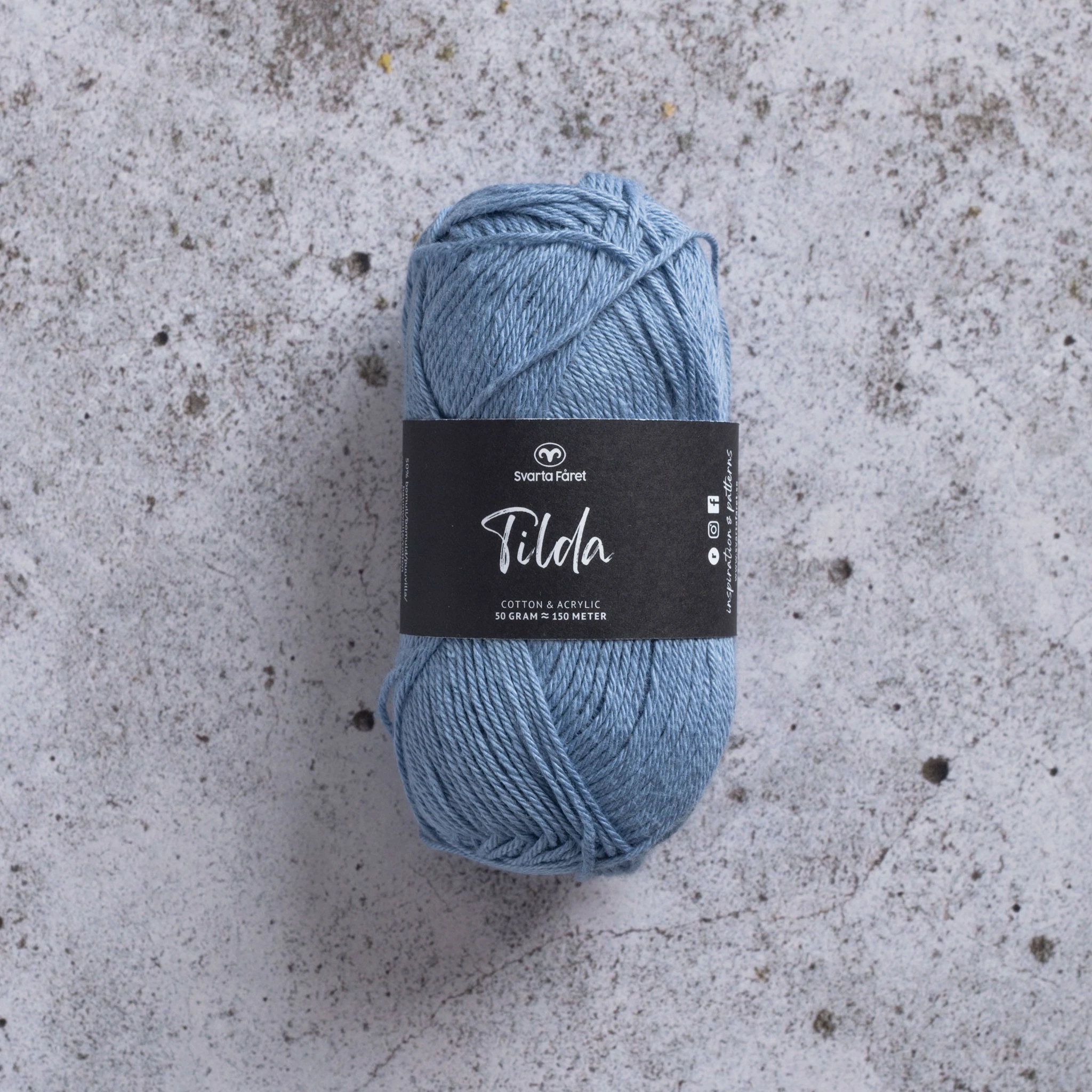 Produktbild för Tilda Garn Bomullsmix 50 g Svarta Fåret