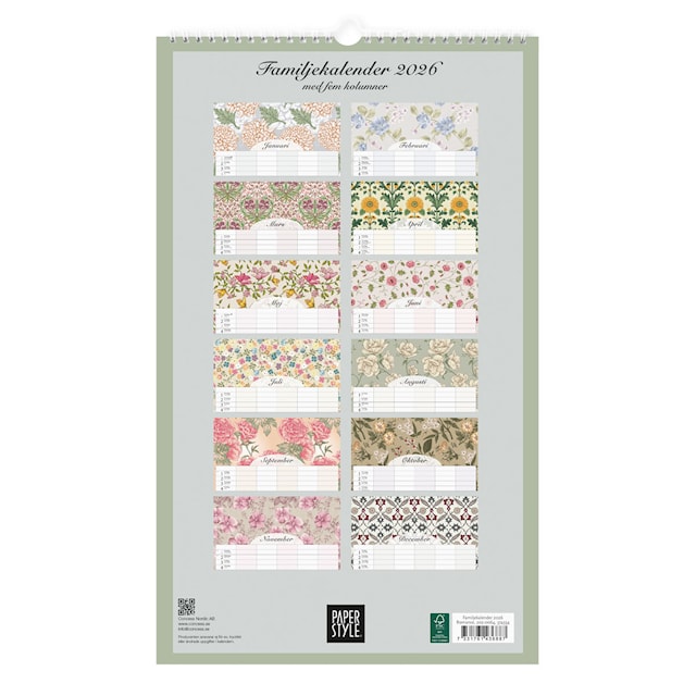 Produktbild 6 för Familjekalender Vägg 2026 Graphic Romance Paperstyle