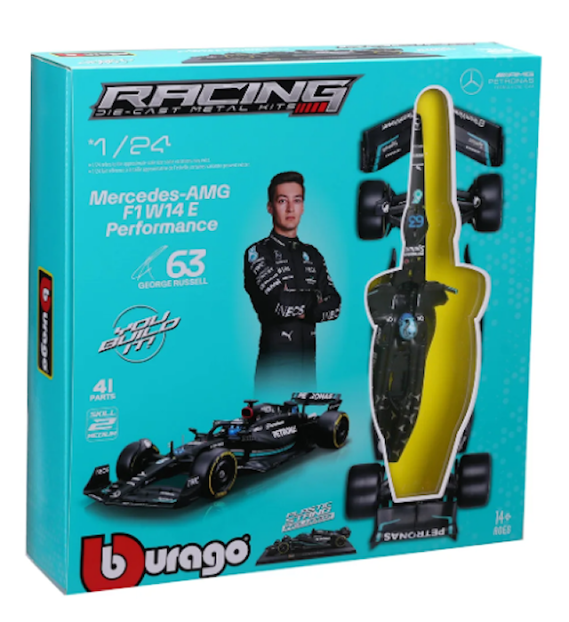 Produktbild 3 för BBurago 1:24 Mercedes-AMG F1 W14 2023 Model Kit George Russell