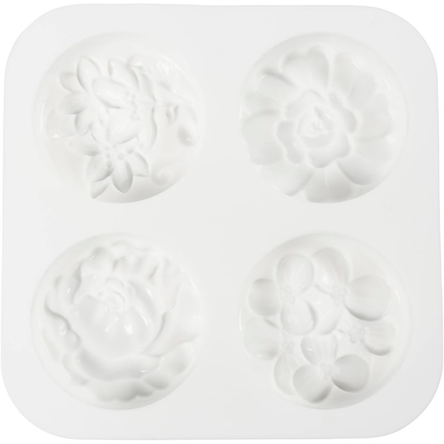 Produktbild 4 för Silikonform Rund med blommönster 6,8 x 2,3 cm, 4-pack
