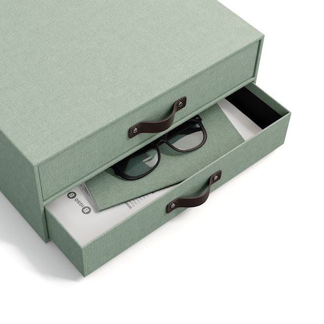 Produktbilde 2 for Skrivebordsskuff med 2 skuffer holder A4 Soft Teal Bigso Box of Sweden