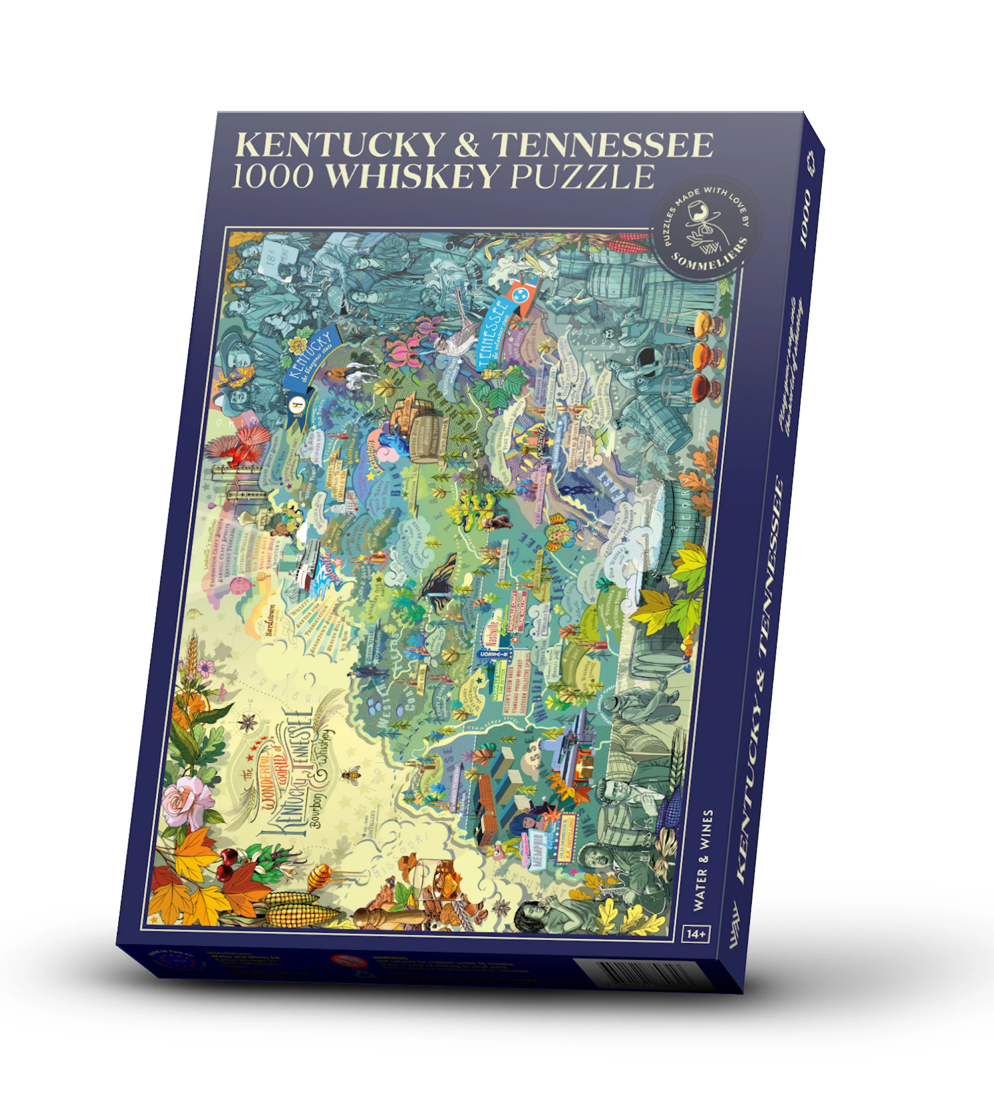 Produktbilde for Whiskypuslespill - Kentucky & Tennessee 1000 brikker Water and Wines